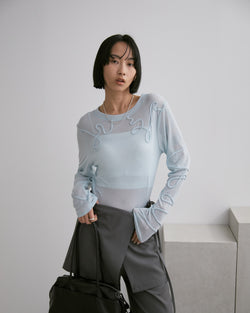 Cord Embroidery 透明上衣