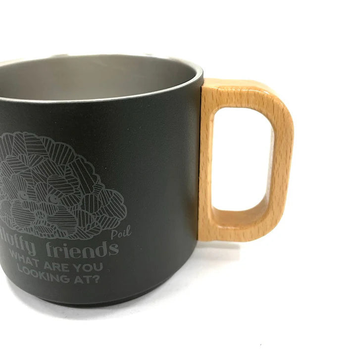 【新品】木柄疊放保溫杯