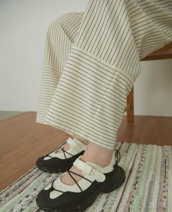 [腰部鬆緊帶]Switching Stripe Easy 褲子