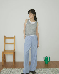 [腰部鬆緊帶]Switching Stripe Easy 褲子